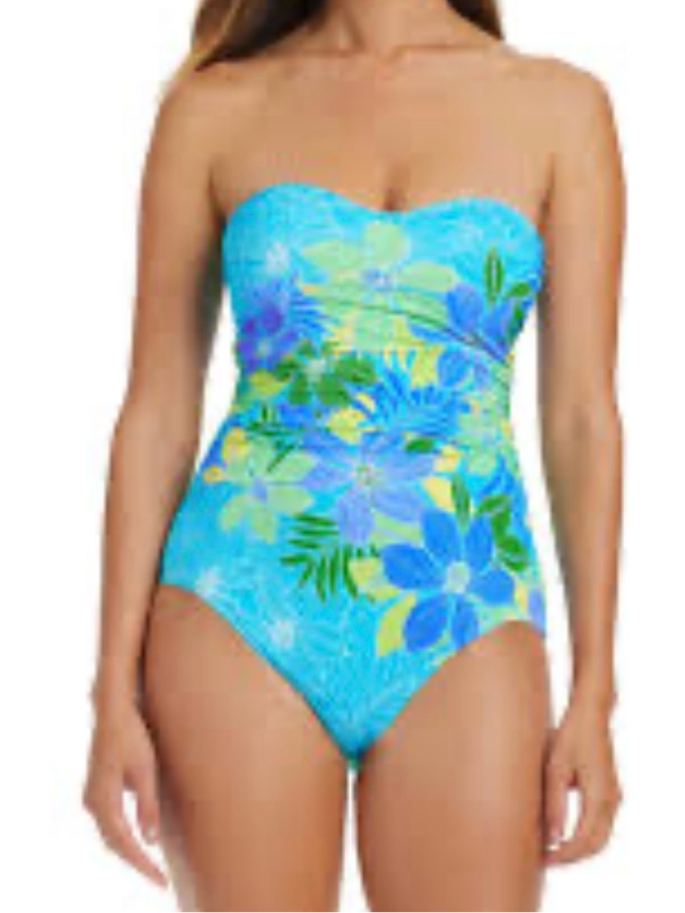 Bleu Rod Beattie Teal, Blue, Yellow & Green Floral One-Piece Swimsuit